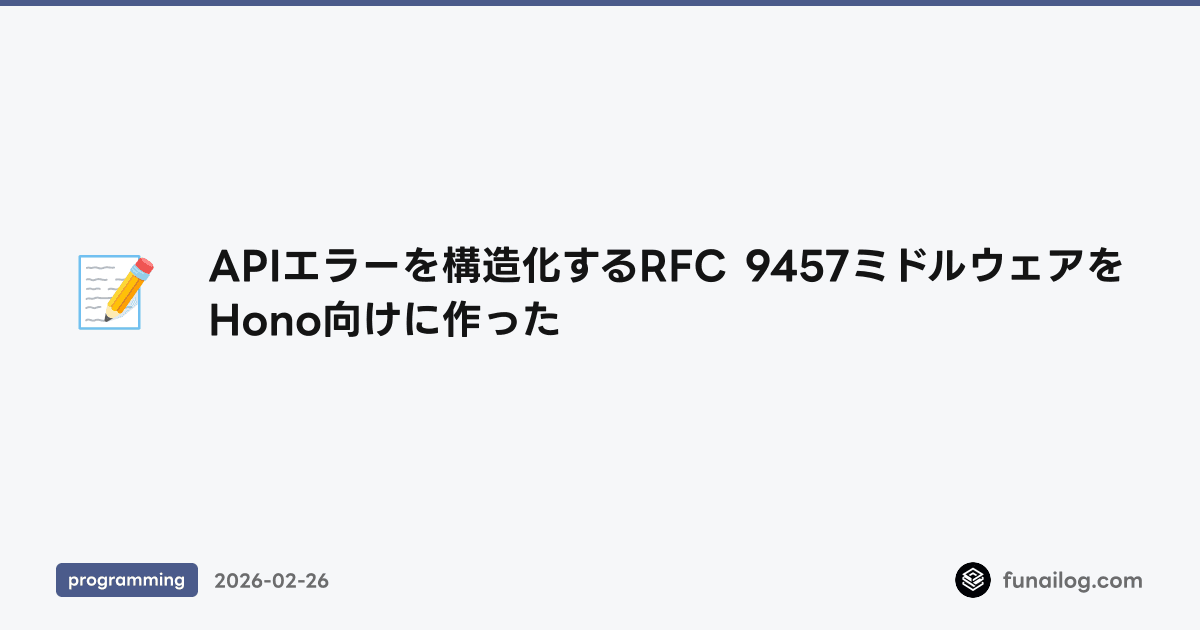 APIエラーを構造化するRFC 9457ミドルウェアをHono向けに作った のアイキャッチ